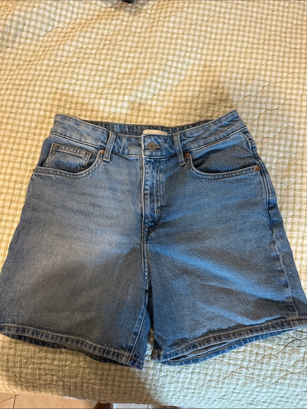 H&M Light Blue High-Rise Denim Shorts